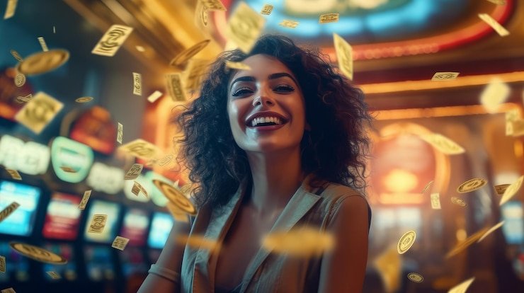 Antarmuka kontrol Fa Cai Shen Deluxe dengan tombol taruhan dan putar